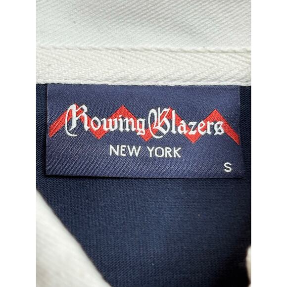 Rowling Blazers Block Stripe Rugby Shirt Navy Hunter Small - Picture 5 of 9